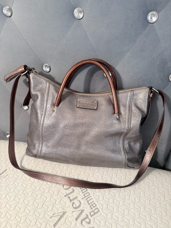 kate spade Handbags - kate spade Metallic Gray Satchel with Brown Handles and Shoulder Strap